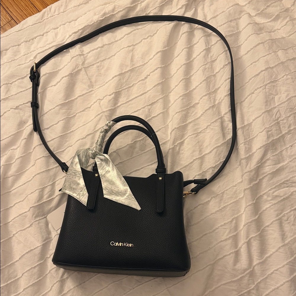 Calvin Klein Black Crossbody Bag with Silver Accent